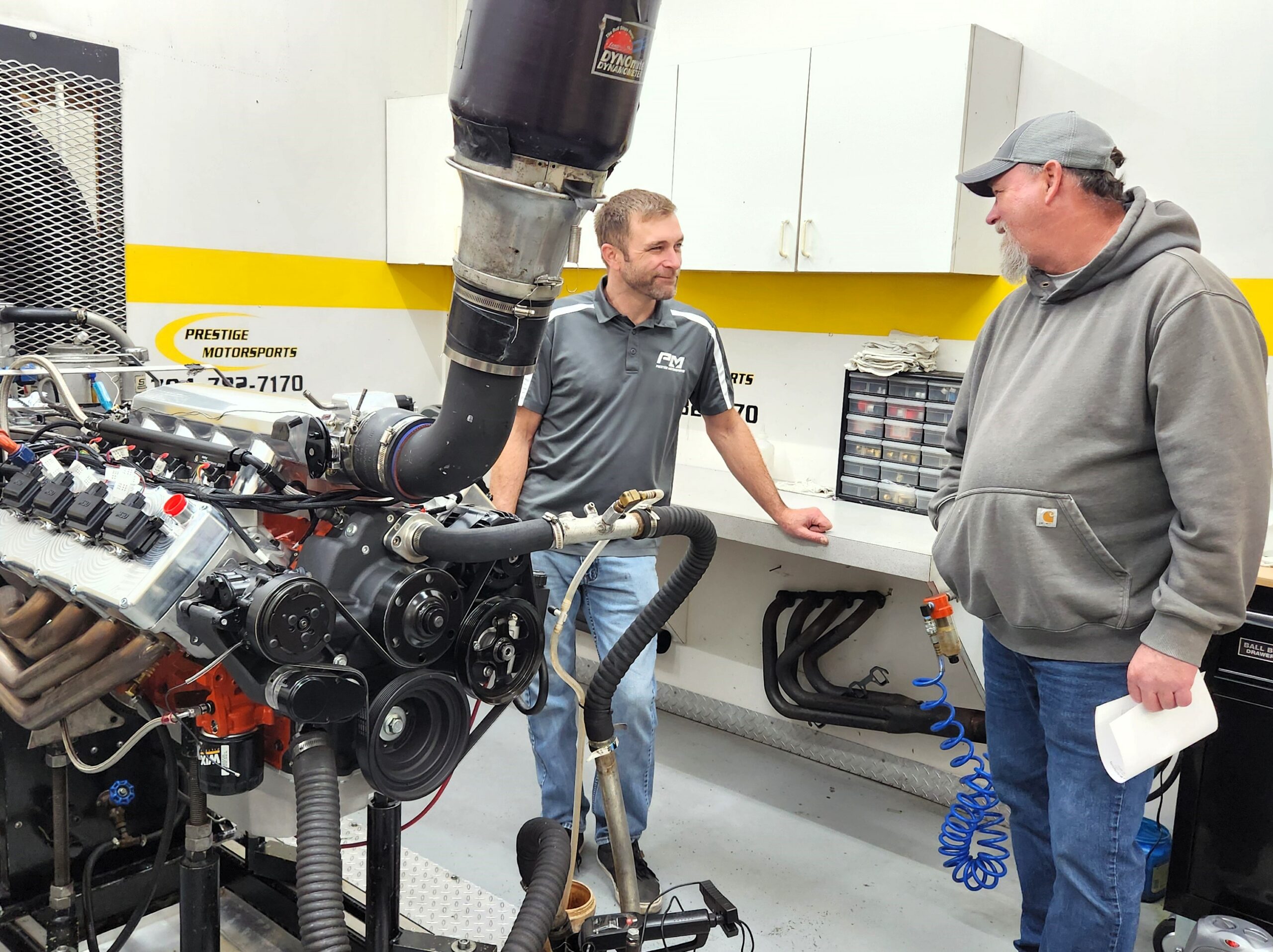 Engine testing at auto performance shop