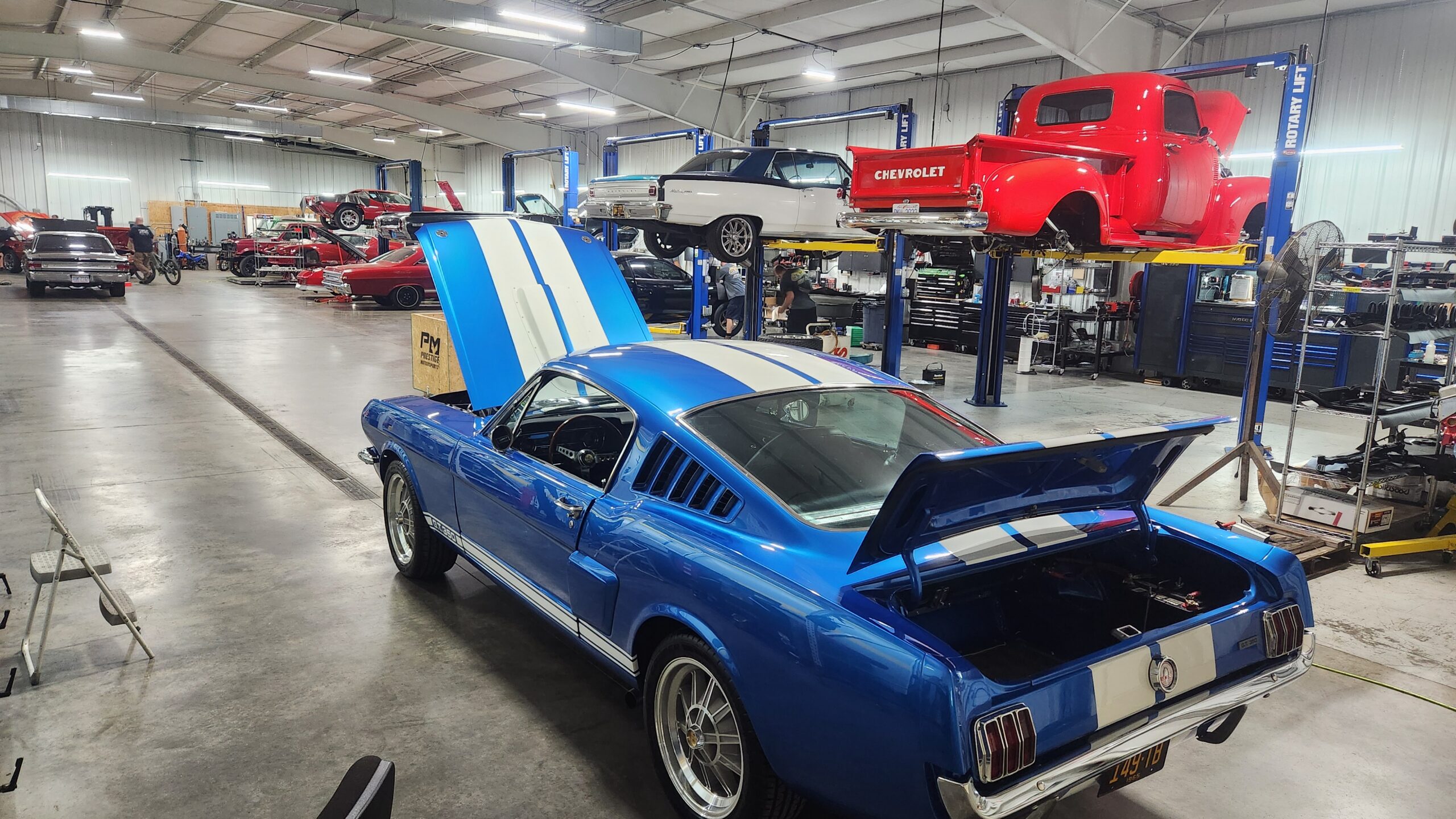 Mustang GT 500 at auto performance shop